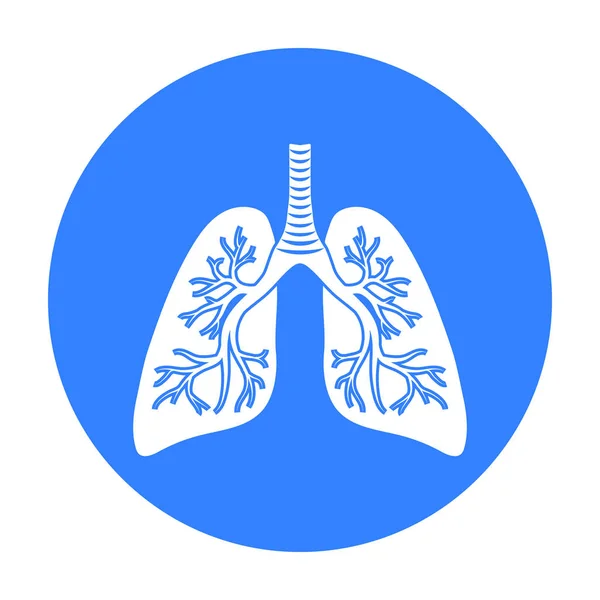 Icona polmonare in stile nero isolata su sfondo bianco. Organi simbolo stock vettoriale illustrazione . — Vettoriale Stock