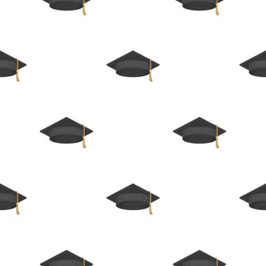 Mezuniyet kap simgesi beyaz arka plan üzerinde izole karikatür tarzı. Şapka sembol stok vektör çizim.