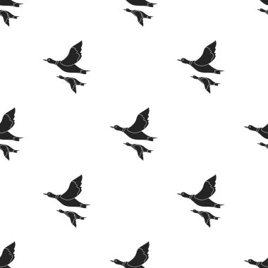 Simge siyah stil beyaz arka plan üzerinde izole içinde ördekler. Avcılık desen hisse senedi vektör çizim.