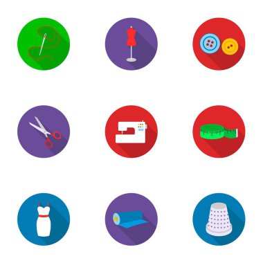 Atelie simgeler düz stil ayarlayın. Atelie vektör simge stok çizim büyük toplama