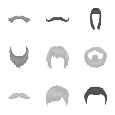 Sakal tek renkli bir tarzda Icons set. Sakal vektör simge stok çizim büyük toplama