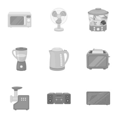 Ev aletleri, tek renkli bir tarzda Icons set. Büyük ev aletleri koleksiyonu sembol stok illüstrasyon vektör