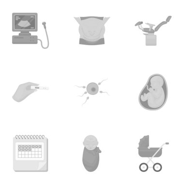 Gebelik, tek renkli bir tarzda Icons set. Gebelik vektör simge stok çizim büyük toplama