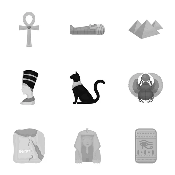 Ancient Egypt set icons in monochrome style. Big collection of ancient Egypt vector symbol stock illustration — Stock Vector
