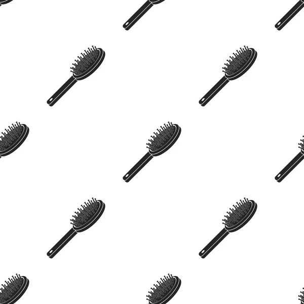 Icono de cepillo de pelo en estilo negro aislado sobre fondo blanco. Maquillaje patrón stock vector ilustración . — Vector de stock