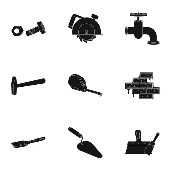 Build and repair set icons in black style. Big collection of build and repair vector symbol stock illustration — Stock Vector