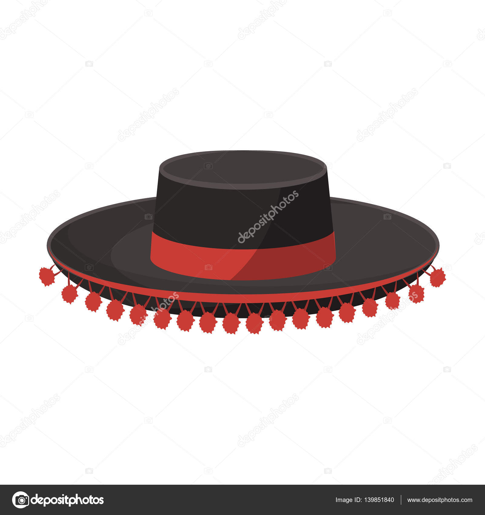 Ícone de chapéu espanhol tradicional em estilo cartoon isolado no fundo
