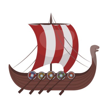 Vikings ship icon in cartoon style isolated on white background. Vikings symbol stock vector illustration. clipart