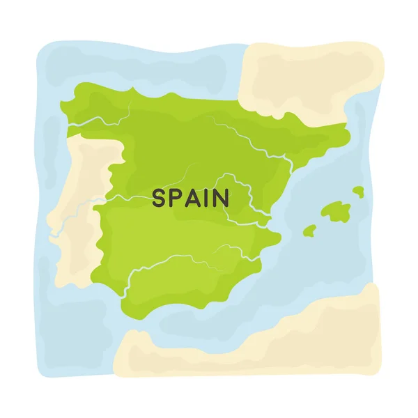 Spanyolország területén ikonját rajzfilm stílusú elszigetelt fehér background. Spanyolország ország szimbólum vektor stock illusztráció. — Stock Vector