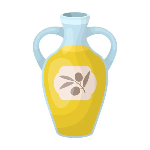 Fles olijfolie pictogram in cartoon stijl geïsoleerd op een witte achtergrond. Spanje land symbool voorraad vectorillustratie. — Stockvector