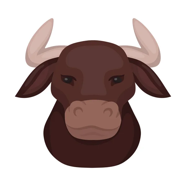 Cabeza de ícono de toro en estilo de dibujos animados aislados sobre fondo blanco. España país símbolo stock vector ilustración . — Vector de stock