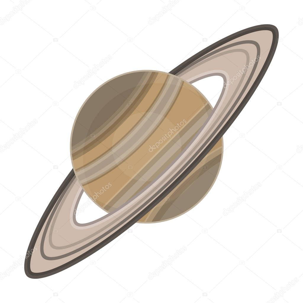 Saturn icon in cartoon style isolated on white background. Planets symbol stock vector illustration.