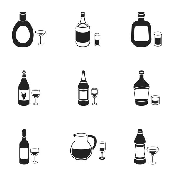 Alcohol set icons in black style. Big collection of alcohol vector symbol stock illustration — Stock Vector