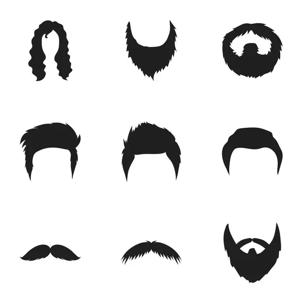 Conjunto de ícones de barba em estilo preto. Grande coleção de ilustração de estoque de símbolo de vetor de barba — Vetor de Stock