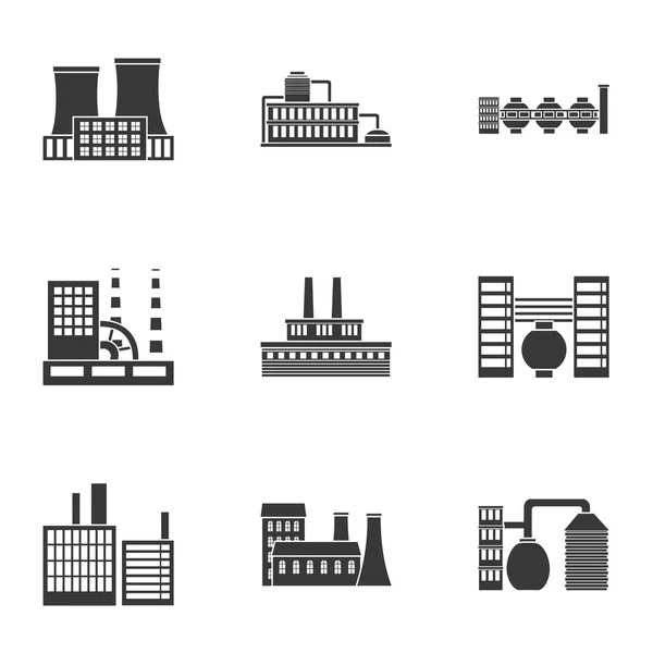 Set d'usine icônes dans le style noir. Grande collection d'illustration de stock de symbole vectoriel usine — Image vectorielle