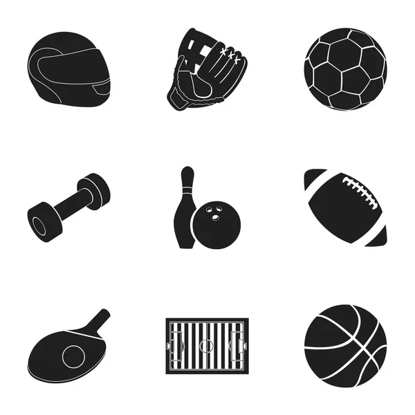 Ensemble de sport et de fitness icônes de style noir. Grande collection de sport et de fitness vecteur symbole illustration stock — Image vectorielle