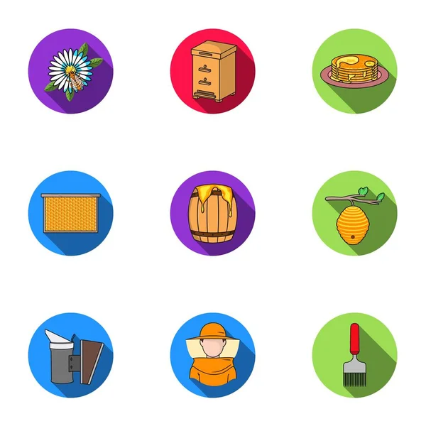 Apiary set icons in flat style. Big collection of apiary vector symbol stock illustration — Stock Vector