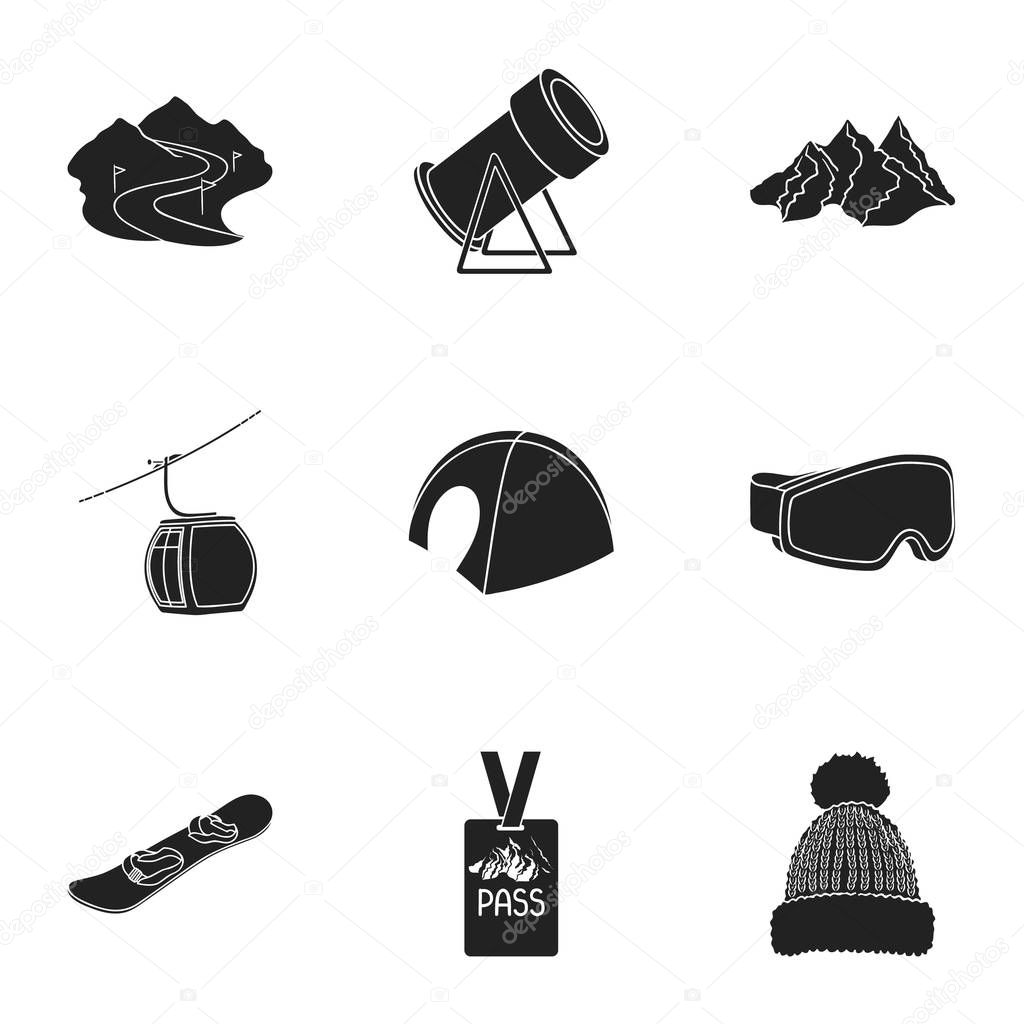 Ski resort set icons in black style. Big collection of ski resort vector symbol stock illustration