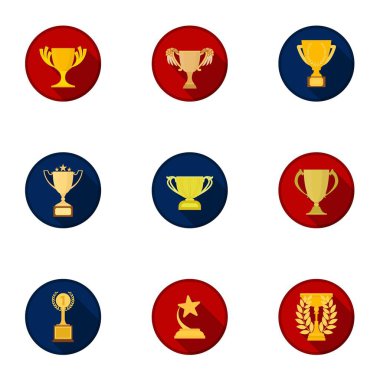 Kazanan Kupası karikatür tarzı simgeleri ayarlayın. Kazanan Kupası vektör simge stok çizim büyük toplama