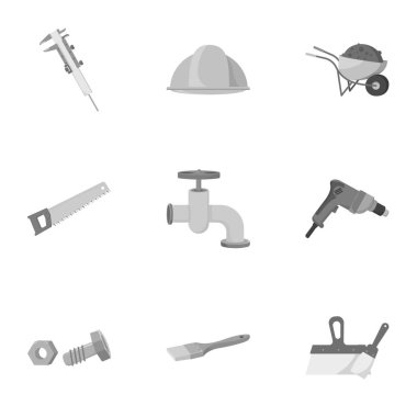 Oluşturmak ve tek renkli Stil kümesi simgeleri onarmak. Büyük toplama yapı ve onarım sembol stok illüstrasyon vektör