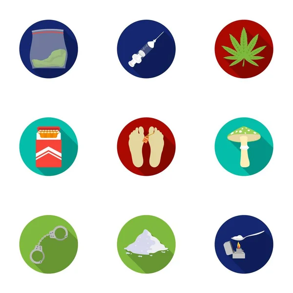 Drugs set icons in flat style. Big collection of drugs vector symbol stock illustration — Stock Vector