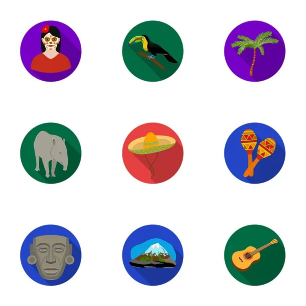 México país definir ícones em estilo plano. Grande coleção de México país vetor símbolo estoque ilustração —  Vetores de Stock