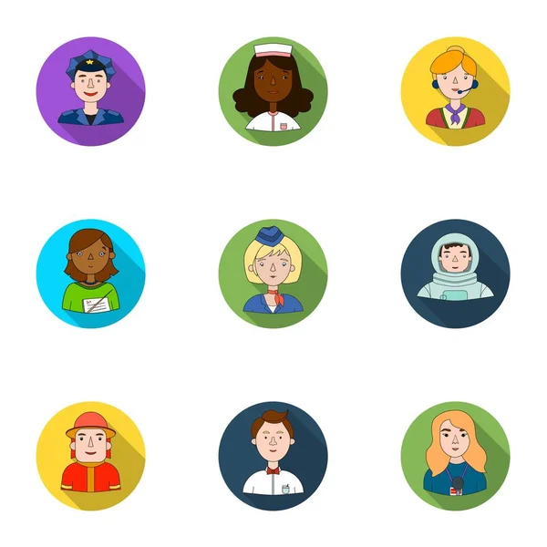 People of different profession set icons in flat style. Big collection of people of different profession vector symbol stock illustration