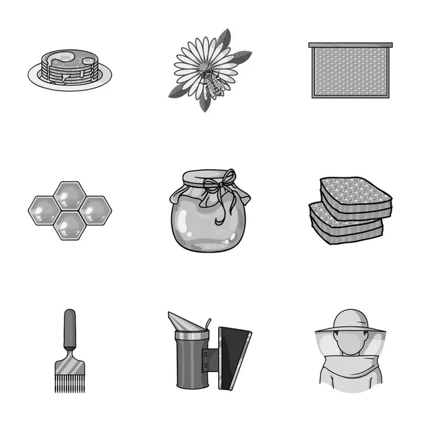 Conjunto de ícones Apiary em estilo monocromático. Grande coleção de apiário vetor símbolo estoque ilustração — Vetor de Stock