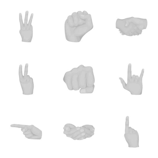 El hareketleri, tek renkli bir tarzda Icons set. El hareketleri büyük toplama sembol stok illüstrasyon vektör — Stok Vektör