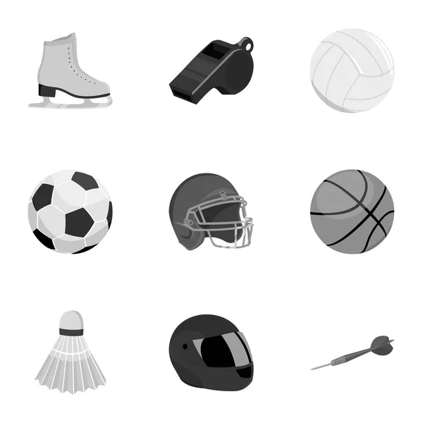 Sport en fitness set pictogrammen in zwart-wit stijl. Grote verzameling van sport en fitness vector symbool stock illustratie — Stockvector