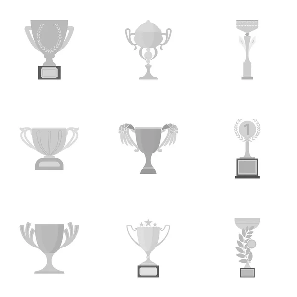 Copa del ganador establece iconos en estilo monocromo. Gran colección de la taza ganadora vector símbolo stock ilustración — Vector de stock
