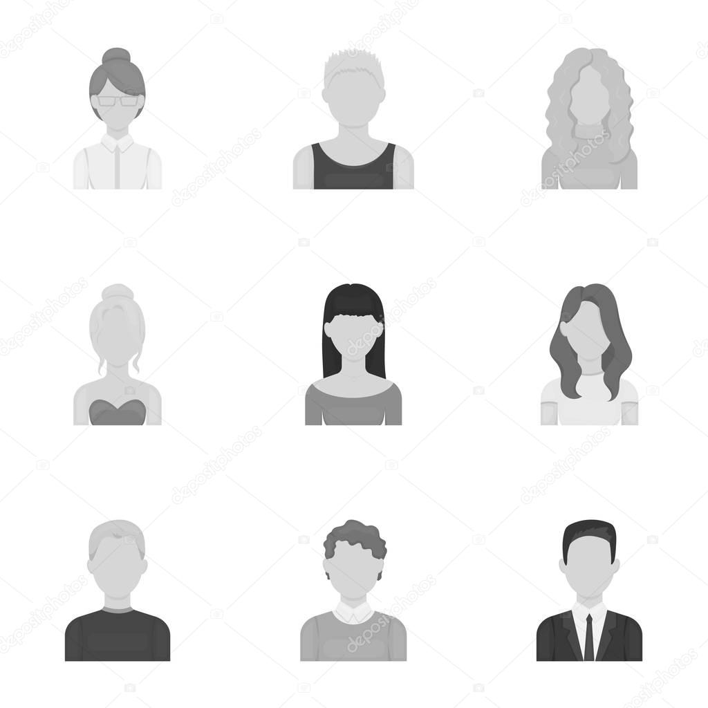 Avatar set icons in monochrome style. Big collection of avatar vector symbol stock illustration