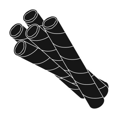 Çikolatalı gofret payet simge siyah stil beyaz arka plan üzerinde izole içinde. Çikolatalı tatlılar hisse senedi vektör çizim sembolü.