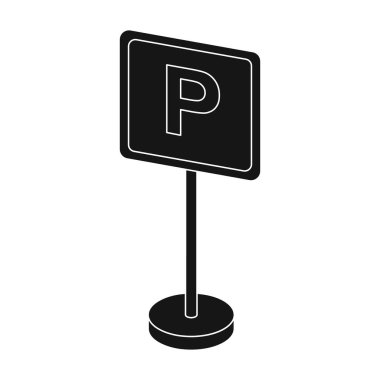 Siyah tarzında beyaz arka plan üzerinde izole işareti simgesi otopark. Park bölgesi sembol stok vektör çizim.