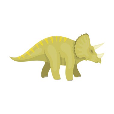 Dinozor Triceratops simgesi beyaz arka plan üzerinde izole karikatür tarzı. Dinozorlar ve tarih öncesi sembol stok vektör çizim.