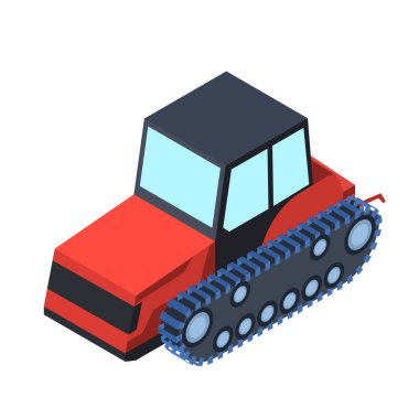 İzlenen traktör simgesi beyaz arka plan üzerinde izole karikatür tarzı. Ulaşım sembol stok vektör çizim.