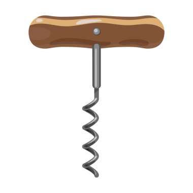 Tirbuşon simgesi beyaz arka plan üzerinde izole karikatür tarzı. Şarap üretimi sembol stok vektör çizim.