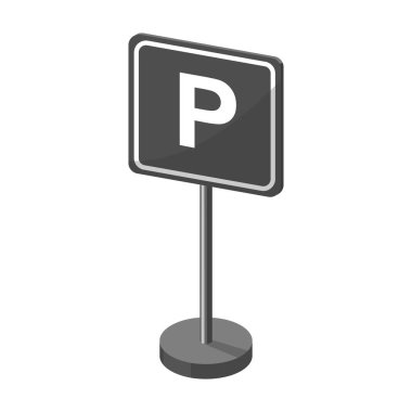 Tek renkli tarzı beyaz arka plan üzerinde izole işareti simgesi otopark. Park bölgesi sembol stok vektör çizim.