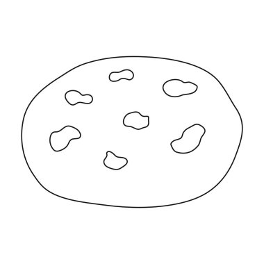 Çikolata parçalı kurabiye simgesi beyaz arka plan üzerinde izole anahat tarzı. Çikolatalı tatlılar hisse senedi vektör çizim sembolü.