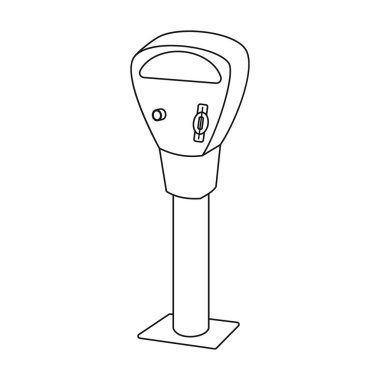 Parkmetre simgesi beyaz arka plan üzerinde izole anahat tarzı. Park bölgesi sembol stok vektör çizim.