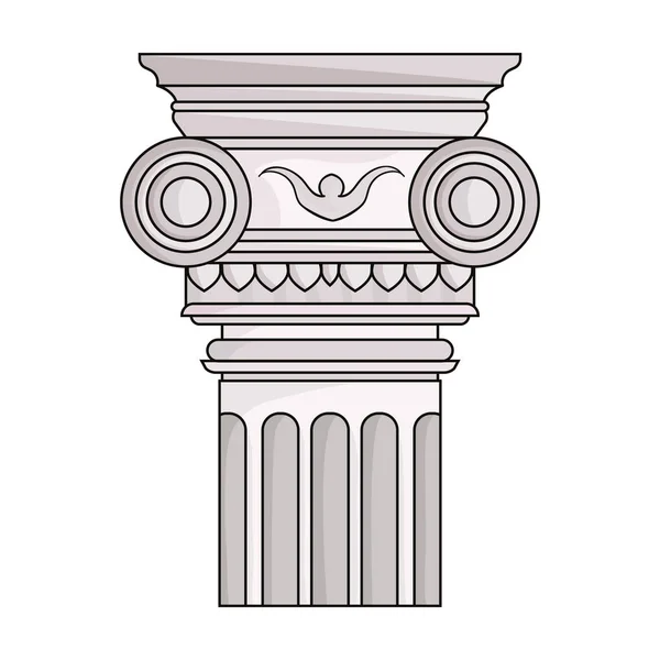 Icona a colonna in stile cartone animato isolata su sfondo bianco. Illustrazione vettoriale stock simbolo architetto . — Vettoriale Stock