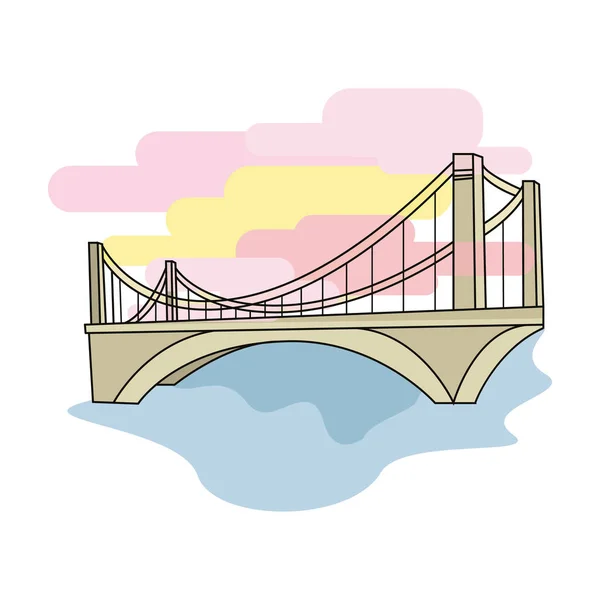 Bridge-pictogram in de cartoon stijl geïsoleerd op een witte achtergrond. Architect symbool voorraad vectorillustratie. — Stockvector