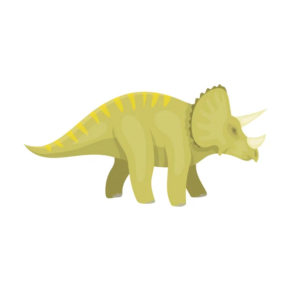 Dinosaurier-Triceratops-Symbol im Cartoon-Stil isoliert auf weißem Hintergrund. Dinosaurier und prähistorische Symbolaktienillustration. — Stockvektor