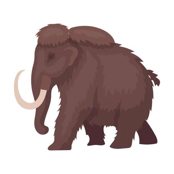 Icono de mamut en estilo de dibujos animados aislado sobre fondo blanco. Dinosaurios y símbolos prehistóricos stock vector ilustración . — Vector de stock