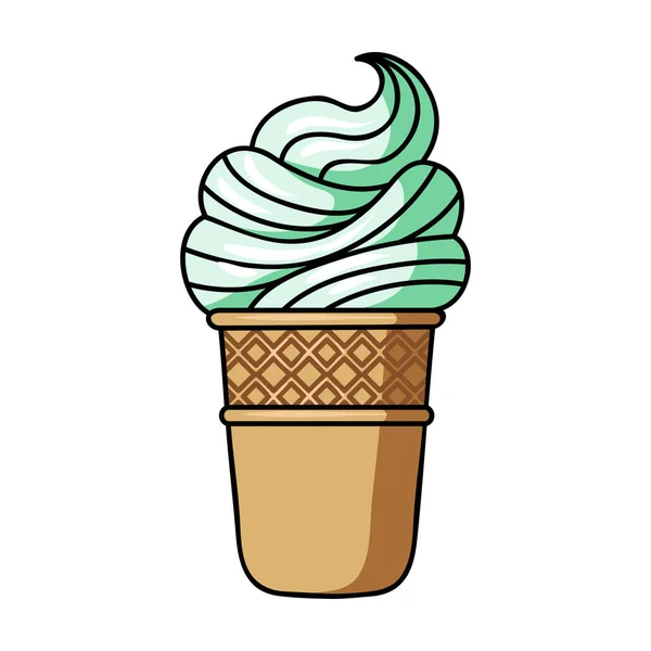 Ice cream in wafel cup pictogram in cartoon stijl geïsoleerd op een witte achtergrond. Ijs symbool voorraad vectorillustratie. — Stockvector