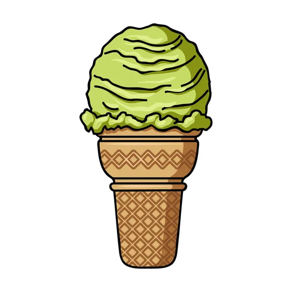 Ice cream in wafel cup pictogram in cartoon stijl geïsoleerd op een witte achtergrond. Ijs symbool voorraad vectorillustratie. — Stockvector