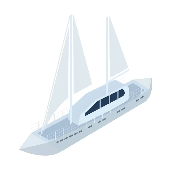 游艇在白色背景上孤立的卡通风格的图标。交通标志股票矢量图. — 图库矢量图片