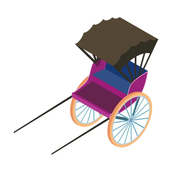 Rickshaw icon in cartoon style isolated on white background. Transportation symbol stock vector illustration. — Stock Vector