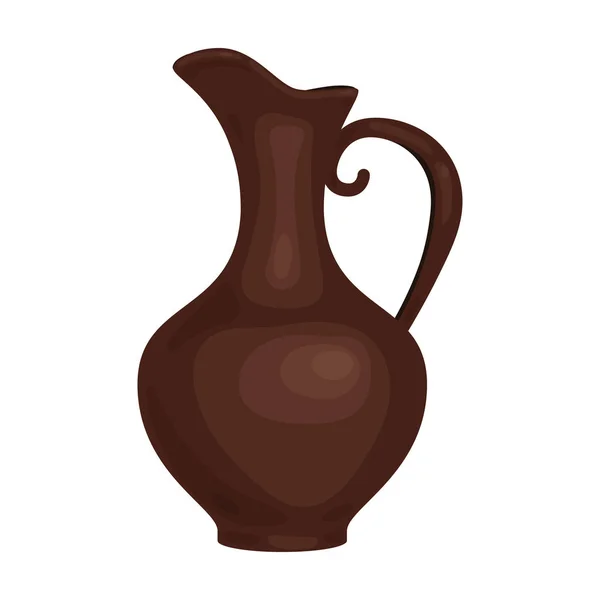 Pot en argile de vin icône dans le style dessin animé isolé sur fond blanc. Illustration vectorielle du symbole de production de vin . — Image vectorielle