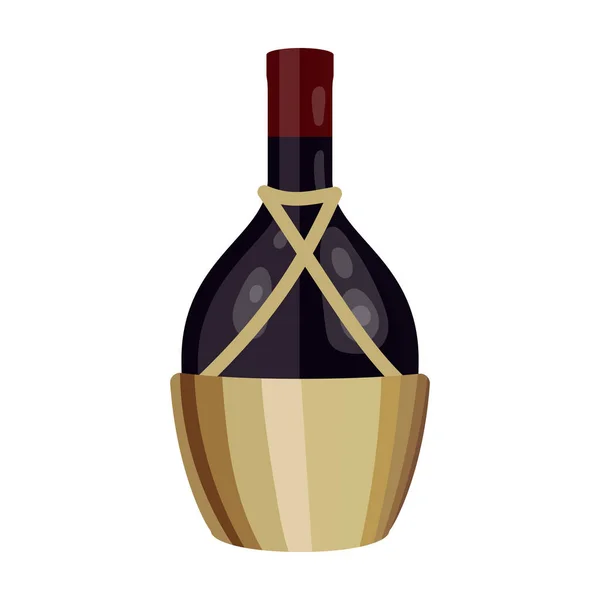 Bottiglia di icona del vino in stile cartone animato isolato su sfondo bianco. Simbolo di produzione del vino illustrazione vettoriale . — Vettoriale Stock